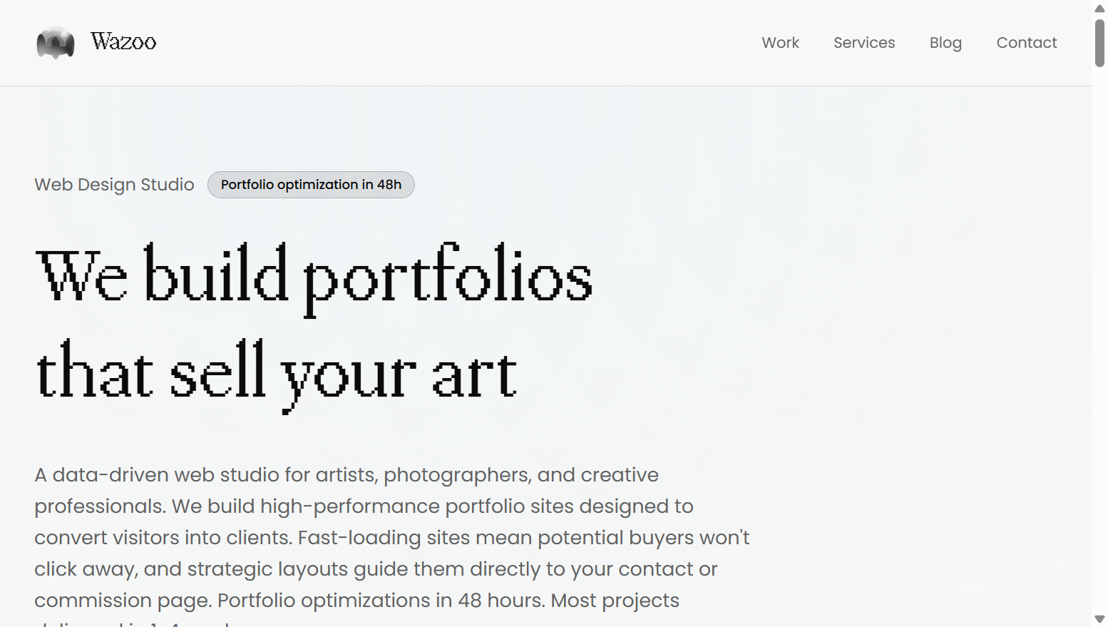 Wazoo Web Design Studio landing page